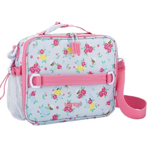 Bentgo Kids Lunch Bag – Double-Insulated, Reusable Lunch Bag for Kids 3+ with Adjustable Strap; Holds Lunch Box/Water Bottle/Snacks; Easy-Clean, Water-Resistant & Pockets (Glitter – Petal Pink)(Blooming Floral)