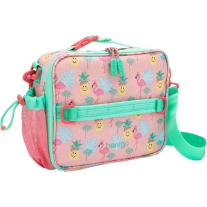 Bentgo Kids Lunch Bag – Double-Insulated, Reusable Lunch Bag for Kids 3+ with Adjustable Strap; Holds Lunch Box/Water Bottle/Snacks; Easy-Clean, Water-Resistant & Pockets (Glitter – Petal Pink)(Tropical)