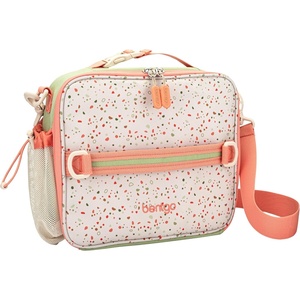 Bentgo Kids Lunch Bag – Double-Insulated, Reusable Lunch Bag for Kids 3+ with Adjustable Strap; Holds Lunch Box/Water Bottle/Snacks; Easy-Clean, Water-Resistant & Pockets (Glitter – Petal Pink)(Geo Speckle)