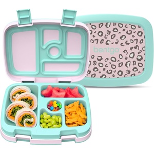 Bentgo Kids Prints Leak-Proof, 5-Compartment Bento-Style Kids Lunch Box – Ideal Portion Sizes for Ages 3-7, Durable, Drop-Proof, Dishwasher Safe, PFAS- & BPA-Free Materials (NEW Blooming Floral)(Leopard)