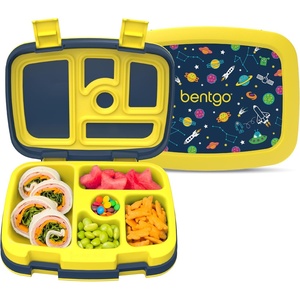 Bentgo Kids Prints Leak-Proof, 5-Compartment Bento-Style Kids Lunch Box – Ideal Portion Sizes for Ages 3-7, Durable, Drop-Proof, Dishwasher Safe, PFAS- & BPA-Free Materials (NEW Blooming Floral)(Space)