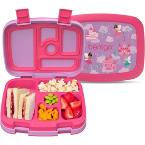 Bentgo Kids Prints Leak-Proof, 5-Compartment Bento-Style Kids Lunch Box – Ideal Portion Sizes for Ages 3-7, Durable, Drop-Proof, Dishwasher Safe, PFAS- & BPA-Free Materials (NEW Blooming Floral)(Fairies)