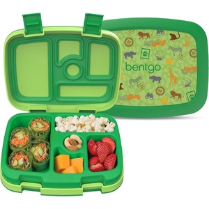 Bentgo Kids Prints Leak-Proof, 5-Compartment Bento-Style Kids Lunch Box – Ideal Portion Sizes for Ages 3-7, Durable, Drop-Proof, Dishwasher Safe, PFAS- & BPA-Free Materials (NEW Blooming Floral)(Safari)