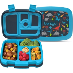 Bentgo Kids Prints Leak-Proof, 5-Compartment Bento-Style Kids Lunch Box – Ideal Portion Sizes for Ages 3-7, Durable, Drop-Proof, Dishwasher Safe, PFAS- & BPA-Free Materials (NEW Blooming Floral)(Dinosaur)