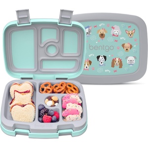 Bentgo Kids Prints Leak-Proof, 5-Compartment Bento-Style Kids Lunch Box – Ideal Portion Sizes for Ages 3-7, Durable, Drop-Proof, Dishwasher Safe, PFAS- & BPA-Free Materials (NEW Blooming Floral)(Puppy Love)