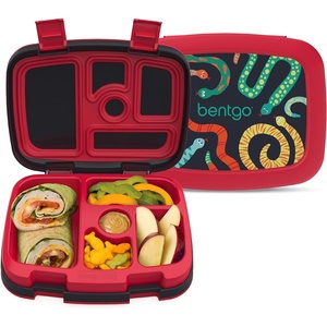 Bentgo Kids Prints Leak-Proof, 5-Compartment Bento-Style Kids Lunch Box – Ideal Portion Sizes for Ages 3-7, Durable, Drop-Proof, Dishwasher Safe, PFAS- & BPA-Free Materials (NEW Blooming Floral)(Sssnakes)
