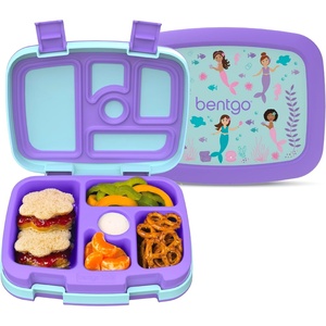 Bentgo Kids Prints Leak-Proof, 5-Compartment Bento-Style Kids Lunch Box – Ideal Portion Sizes for Ages 3-7, Durable, Drop-Proof, Dishwasher Safe, & PFAS & BPA-Free Materials (Sports)(Mermaids in the Sea)