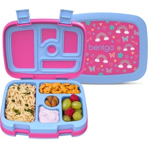 Bentgo Kids Prints Leak-Proof, 5-Compartment Bento-Style Kids Lunch Box – Ideal Portion Sizes for Ages 3-7, Durable, Drop-Proof, Dishwasher Safe, & PFAS & BPA-Free Materials (Sports)(Rainbows and Butterflies)