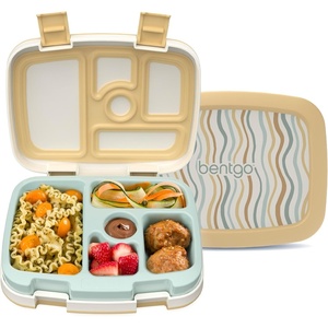 Bentgo Kids Prints Leak-Proof, 5-Compartment Bento-Style Kids Lunch Box – Ideal Portion Sizes for Ages 3-7, Durable, Drop-Proof, Dishwasher Safe, & PFAS & BPA-Free Materials (Sports)(Wavy)