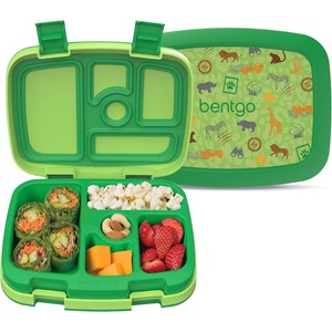Bentgo Kids Prints Leak-Proof, 5-Compartment Bento-Style Kids Lunch Box – Ideal Portion Sizes for Ages 3-7, Durable, Drop-Proof, Dishwasher Safe, & PFAS & BPA-Free Materials (Sports)(Safari)