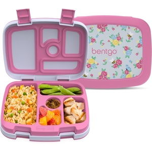 Bentgo Kids Prints Leak-Proof, 5-Compartment Bento-Style Kids Lunch Box – Ideal Portion Sizes for Ages 3-7, Durable, Drop-Proof, Dishwasher Safe, & PFAS & BPA-Free Materials (Sports)(Blooming Floral)