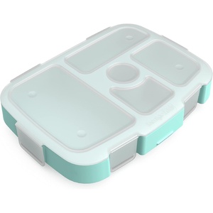 Bentgo® Kids Prints Tray with Transparent Cover – Reusable, BPA-Free, 5-Compartment Meal Prep Container with Built-In Portion Control for Healthy Meals At Home & On the Go (Carousel Unicorns)(Leopard)