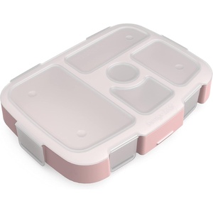Bentgo® Kids Prints Tray with Transparent Cover – Reusable, BPA-Free, 5-Compartment Meal Prep Container with Built-In Portion Control for Healthy Meals At Home & On the Go (Carousel Unicorns)(Green Rainbow)