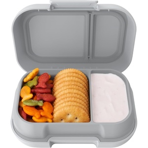 Bentgo Kids Snack – 2 Compartment Leak-Proof Bento Box Container for Snacks and Small Meals, Easy-Open Latch, Dishwasher Safe, BPA-Free for School, Daycare, & Sports – Ideal for Ages 3+ (Aqua)(Gray)