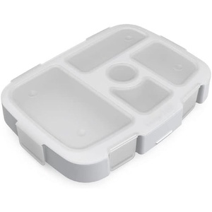 Bentgo® Kids Tray with Transparent Cover – Reusable, BPA-Free, 5-Compartment Meal Prep Container with Built-In Portion Control for Healthy Meals At Home & On the Go (Confetti Edition – Abyss Blue)(Glitter Edition – Silver)