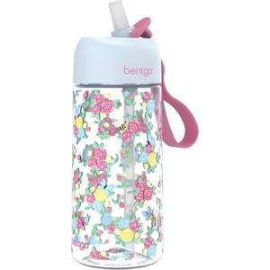 Bentgo Kids Water Bottle – Leak-Proof, Durable Tritan PFAS- & BPA-Free 15 fl oz, Kids/Toddlers Ages 3+ for School & Sports; Bite & Sip Spout, Carrying Handle, Dishwasher Safe (NEW Ballet & Bows)(Blooming Floral)