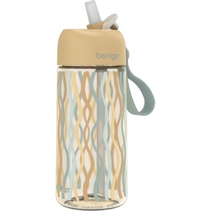Bentgo Kids Water Bottle – Leak-Proof, Durable Tritan PFAS- & BPA-Free 15 fl oz, Kids/Toddlers Ages 3+ for School & Sports; Bite & Sip Spout, Carrying Handle, Dishwasher Safe (NEW Ballet & Bows)(Wavy)
