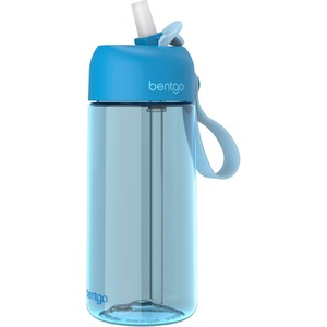 Bentgo Kids Water Bottle – Leak-Proof, Durable Tritan PFAS- & BPA-Free 15 fl oz, Kids/Toddlers Ages 3+ for School & Sports; Bite & Sip Spout, Carrying Handle, Dishwasher Safe (NEW Race Cars)(Blue)