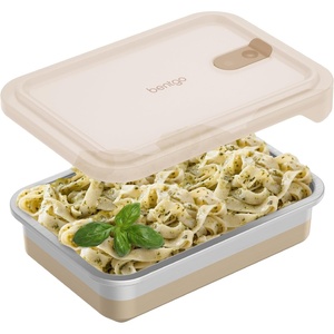 Bentgo MicroSteel Heat & Eat Container – Microwave-Safe, Leak-Proof & Airtight, Easy-to-Clean Lightweight Stainless Steel Reusable Food Storage with Silicone Lid (Lunch Size; 3-Cup Capacity; Dusk)(Dinner Size: 5.5 Cups (Gold))