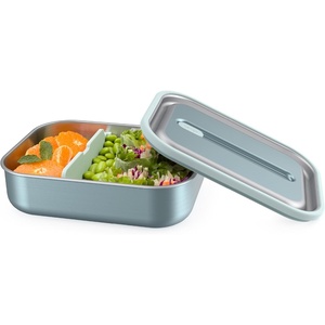 Bentgo MicroSteel Leak-Proof Lunch Box, Microwave-Safe and Oven-Safe Bento Container with Removable Divider, Airtight Lid, Stainless Steel, 5-Cup Capacity, BPA-Free (Stainless Steel)(Aqua)
