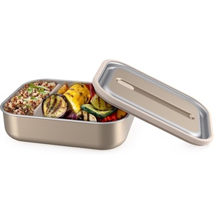 Bentgo MicroSteel Leak-Proof Lunch Box, Microwave-Safe and Oven-Safe Bento Container with Removable Divider, Airtight Lid, Stainless Steel, 5-Cup Capacity, BPA-Free (Stainless Steel)(Gold)