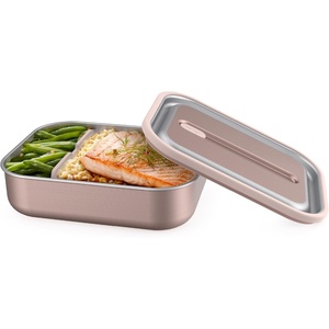 Bentgo MicroSteel Leak-Proof Lunch Box, Microwave-Safe and Oven-Safe Bento Container with Removable Divider, Airtight Lid, Stainless Steel, 5-Cup Capacity, BPA-Free (Stainless Steel)(Rose Gold)