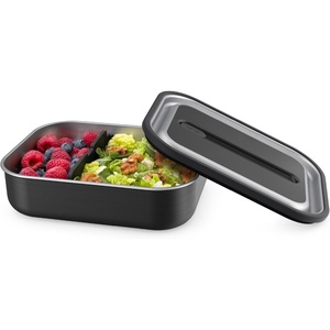 Bentgo MicroSteel Leak-Proof Lunch Box, Microwave-Safe and Oven-Safe Bento Container with Removable Divider, Airtight Lid, Stainless Steel, 5-Cup Capacity, BPA-Free (Stainless Steel)(Carbon Black)