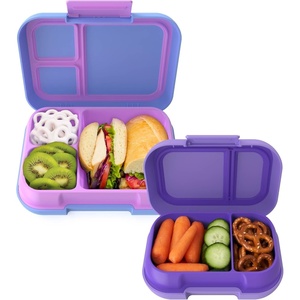 Bentgo Pop Lunch Box (Periwinkle/Pink) Set With Kids Bento-Style Snack Box (Purple)