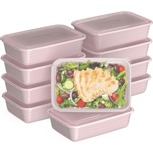 Bentgo Prep – 20-Piece 1-Compartment Reusable Meal Prep Containers with Lids, PFAS & BPA Free Materials, Durable, Microwave, Freezer, & Dishwasher Safe To Go Food Storage (Sky)(Blush Pink)