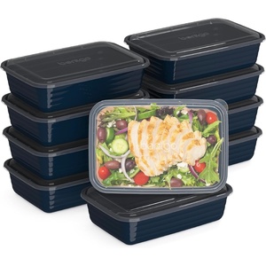 Bentgo Prep – 20-Piece 1-Compartment Reusable Meal Prep Containers with Lids, PFAS & BPA Free Materials, Durable, Microwave, Freezer, & Dishwasher Safe To Go Food Storage (Sky)(Navy Blue)
