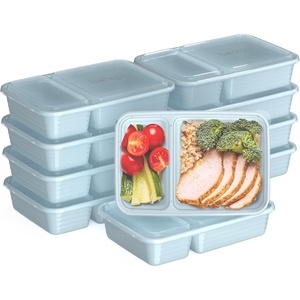 Bentgo Prep – 20-Piece 2-Compartment Reusable Meal Prep Containers with Lids, PFAS & BPA Free Materials, Durable, Microwave, Freezer, & Dishwasher Safe To Go Food Storage (Mint)(Sky)