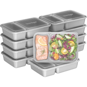 Bentgo Prep – 20-Piece 2-Compartment Reusable Meal Prep Containers with Lids, PFAS & BPA Free Materials, Durable, Microwave, Freezer, & Dishwasher Safe To Go Food Storage (Mint)(Silver)