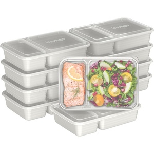 Bentgo Prep – 20-Piece 2-Compartment Reusable Meal Prep Containers with Lids, PFAS & BPA Free Materials, Durable, Microwave, Freezer, & Dishwasher Safe To Go Food Storage (Mint)(Whisper Gray)