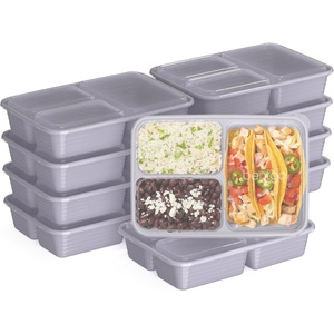 Bentgo Prep – 20-Piece 3-Compartment Reusable Meal Prep Containers with Lids, PFAS & BPA Free Materials, Durable, Microwave, Freezer, & Dishwasher Safe To Go Food Storage (Silver)(Lilac)
