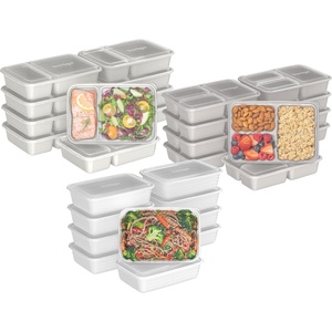 Bentgo Prep 60-Piece Meal Prep Kit – Reusable PFAS & BPA-Free Food Containers, 1-Compartment, 2-Compartment, & 3-Compartments – Microwave, Freezer, & Dishwasher Safe (Rich Shades)(White Stone)