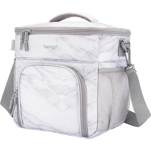 Bentgo Prep Deluxe Insulated Multimeal Bag – Lunch Box Bag, Holds 5 Meals, Premium Insulation up to 8 Hrs, Durable, Water-Resistant – Large Capacity For Adult Meal Prep (Blush)(White Marble)