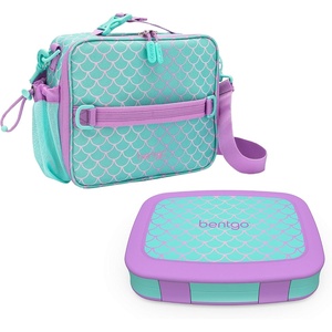 Bentgo Prints Insulated Lunch Bag Set With Kids Bento-Style Lunch Box (Mermaid Scales)