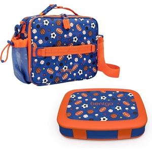 Bentgo Prints Insulated Lunch Bag Set With Kids Bento-Style Lunch Box (Sports)