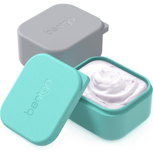 Bentgo Sidekicks 2-Pack Silicone Container Set – Dipping Sauce Cups for Condiments & Small Snacks, Reusable, Durable, & Leak-Proof Liquid Storage, Salad Dressing Container – 2.6 oz (Blue & Green)(Gray & Aqua)