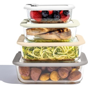 Bentgo Signature Leak-Proof Glass Food Storage – 8-Piece Set, 1-Compartment Plastic-Free Containers with Airtight Glass Lids, BPA-Free, Microwave, Freezer, Oven & Dishwasher Safe (Desert Sage)(White Stone)