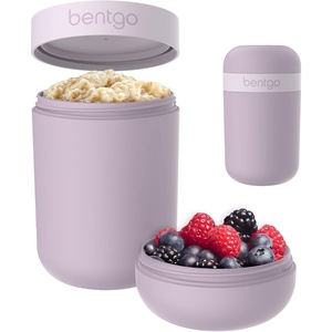 Bentgo Snack Cup – Reusable Snack Container with Leak-Proof Design, Toppings Compartment, and Dual-Sealing Lid, Portable & Lightweight for Work, Travel, Gym – Dishwasher Safe (White)(Orchid)