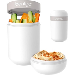 Bentgo Snack Cup – Reusable Snack Container with Leak-Proof Design, Toppings Compartment, and Dual-Sealing Lid, Portable & Lightweight for Work, Travel, Gym – Dishwasher Safe (White)(White)