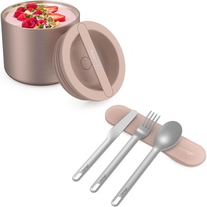 Bentgo Stainless Steel Food Canister (Rose Gold) and Stainless Steel Utensils Set (Rose)