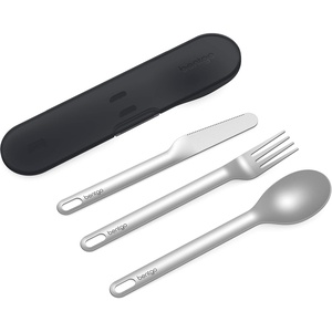 Bentgo Stainless Travel Utensil Set – Reusable 3-Piece Silverware Set with Carrying Case, High-Grade Premium Steel, BPA-Free Case, Eco-Friendly – Ideal for Travel, Camping, and Office Use (Sand)(Carbon)