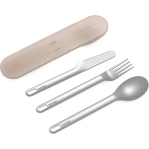 Bentgo Stainless Travel Utensil Set – Reusable 3-Piece Silverware Set with Carrying Case, High-Grade Premium Steel, BPA-Free Case, Eco-Friendly – Ideal for Travel, Camping, and Office Use (Sand)(Sand)