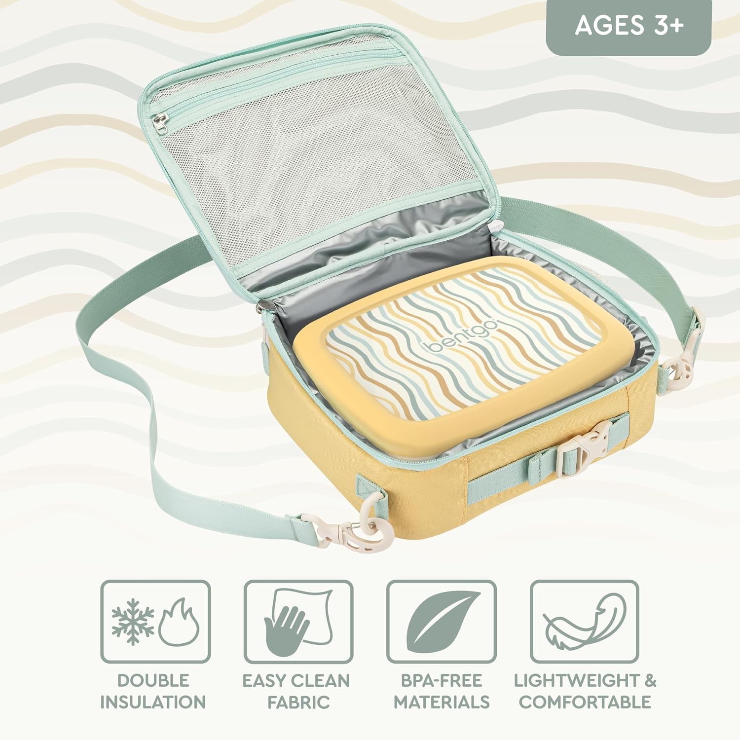 image:imageBentgo Kids Prints Lunch Bag Set With Water Bottle Wavy