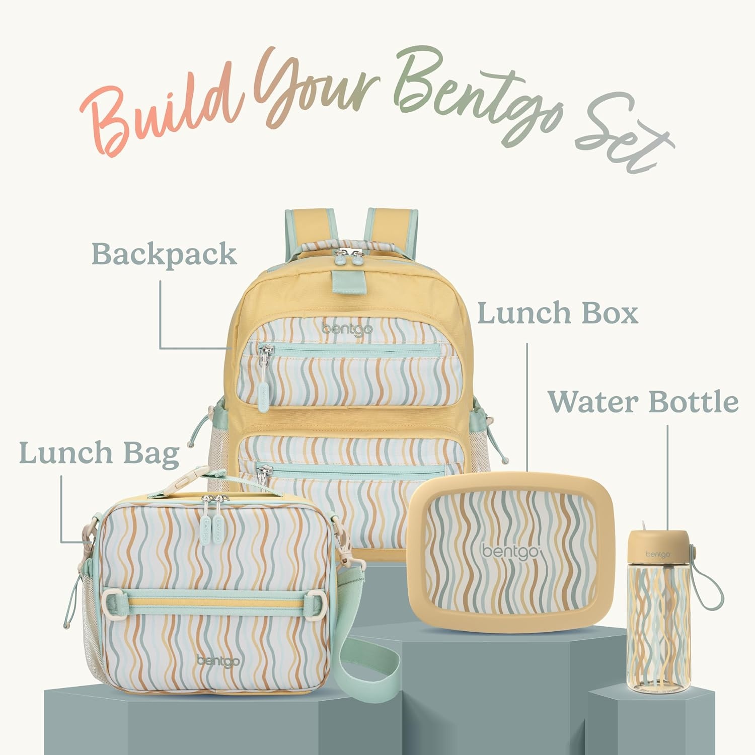 image:imageBentgo Kids Prints Lunch Bag Set With Water Bottle Wavy