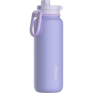 Bentgo Flip 2-in-1 Straw & Chug Leak-Proof Insulated Water Bottle, 24 fl oz | Premium 18/8 Stainless Steel,Triple-Layer Vacuum Insulation, 24-Hour Cold, BPA & PFAS-Free (Lilac Cloud)(Lilac Cloud)