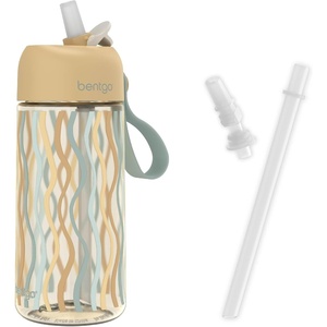Bentgo Kids Water Bottle, Replacement Straws Set, Leak-Proof, 15 oz | BPA-Free Tritan, Shatter-Resistant, Safe-Sip Spout, Top-Rack Dishwasher Safe (Wavy)
